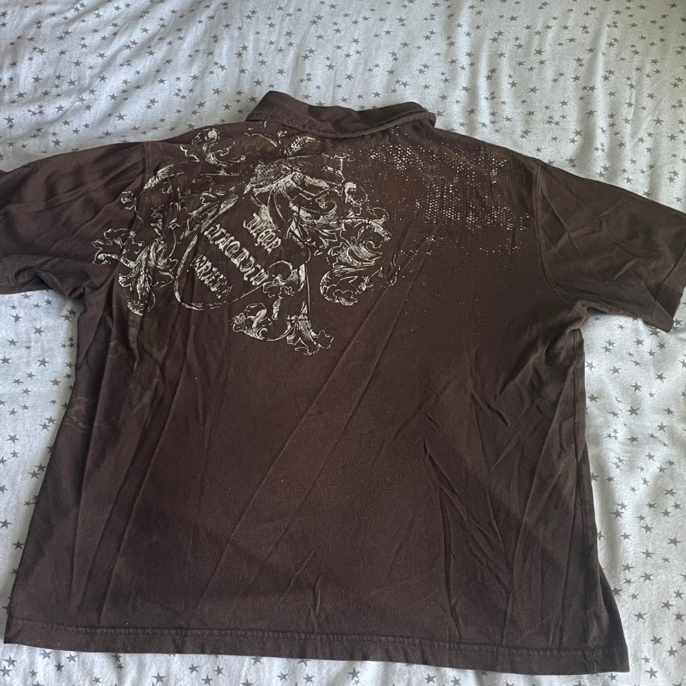 jf j.ferrar Brown Graphic Polo Shirt